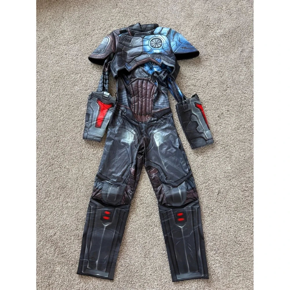 Spirit Fortnite The Foundation Costume Youth XL 14-16 Muscle Suit Mask Cape Belt - Picture 5 of 12